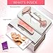 Jade Roller - Rose Quartz Roller and Gua Sha wth Premium Glass Handle - Facial Face Roller and Massager - Slimming, Firming, and Removes Wrinkles
