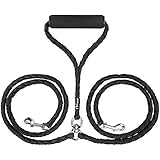 Peteast Dual Double Dog Leash No Tangle W Soft Handle for Two Small/Medium Dogs