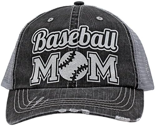 Baseball Mom Dad Sports Glittering Trucker Style Cap Hat| Rocks any Outfit|(White)
