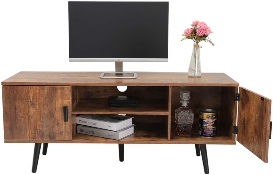 Wood Modern Flat Screen TV Stand Computer Entertainment Center Table w