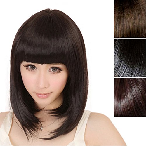 Short Straight Wig,Hemlock Women Girls One Piece Full Bang Hair Cosplay Wig
