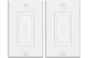 VCELINK Wall Plate Cable Pass Through, Single Gang Decorator Wall Plate Cover, Flexible Rubber Wall Grommets Insert for Low Voltage Cables, Wall Mount TV, Home Theater System, White (White-2 Pack)