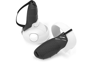 CNBEYOUNG Touch Controller Grip Cover Compatible with Quest 2, Anti-Throw Handle Sleeve Quest 2 Accessories with Nylon Adjustable Wrist Knuckle Strap(Black)