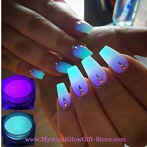 blue glow in the dark nails