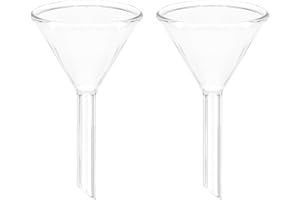 PATIKIL 50mm Glass Funnel, 2 Pack Short Stem Scientific Borosilicate Glass Heavy Wall Funnel for Filling Water Bottle Home La