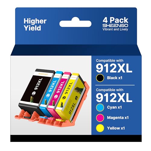 912 912XL Cartucce Compatibile per HP 912 XL Multipack per HP OfficeJet 8010 8012 8013 8014 8015 8017 8018 per OfficeJet Pro 8022 8020 8023 8024 8025 (Nero Ciano Magenta Giallo, 4-Pack)