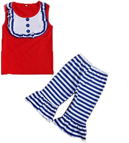 Toddler Girls Sailor Shirt Ruffle Pant Outfit Set for 1-5T (Small-1-2Years)