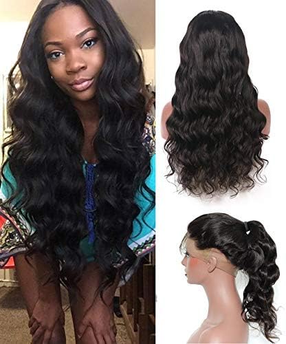 20” Full Lace Human Hair Wigs with Baby Hair 130 Density Glueless Brazilian Virgin Silk Body Wave Human Hair Lace Wigs Pre Plucked Bleached Knots for Black Women