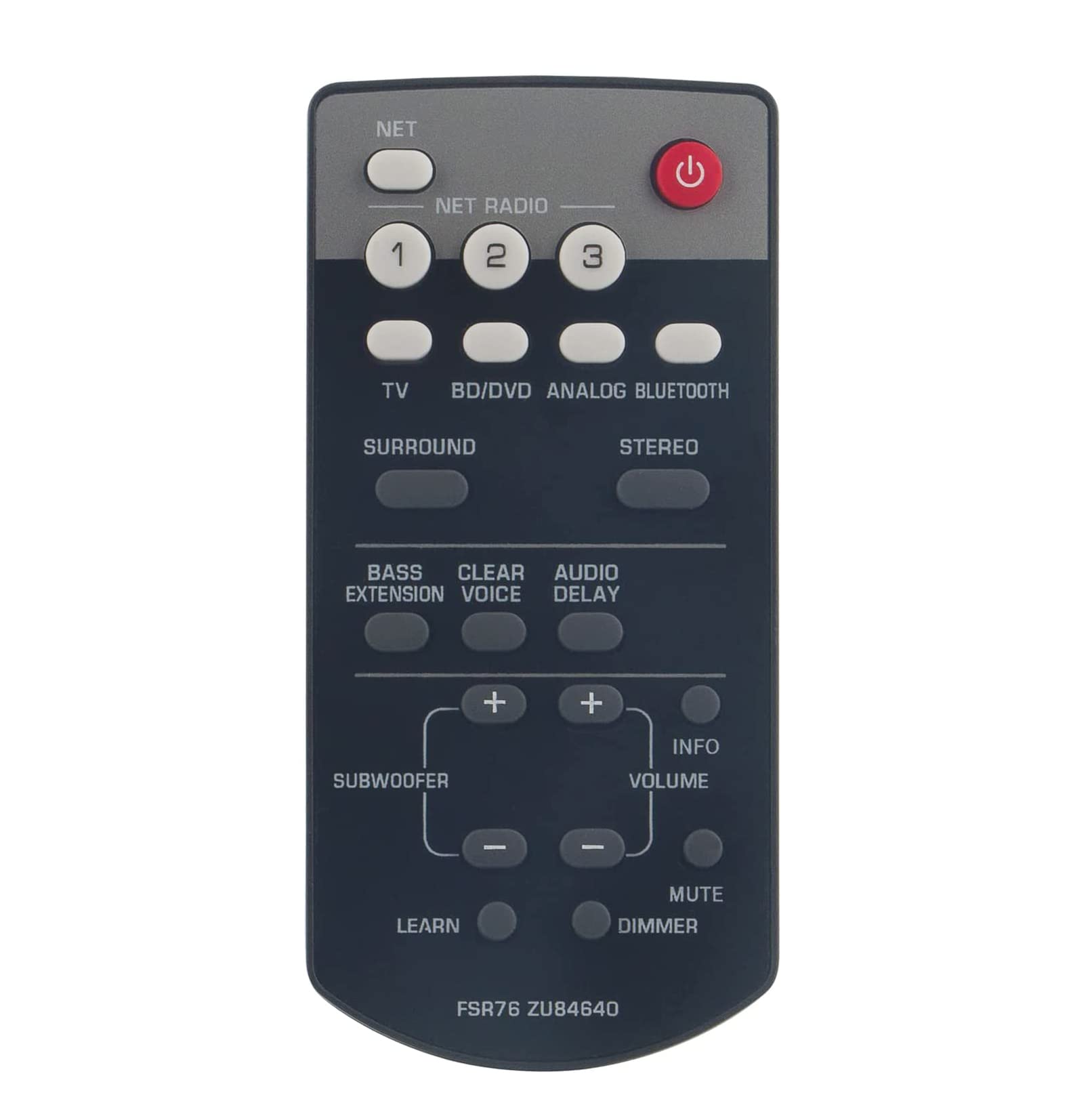 AULCMEET FSR76 ZU84640 Replacement Remote Control Compatible with YAMAHA Soundbar Home Audio System FSR76 ZU84640