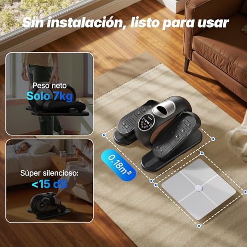 MERACH Elíptica de Escritorio para Casa, Mini Bicicleta Elíptica Eléctrica, Control Remoto, Pantalla, Alfombra Antideslizante, 12 Velocidades, Silenciador y Portátil