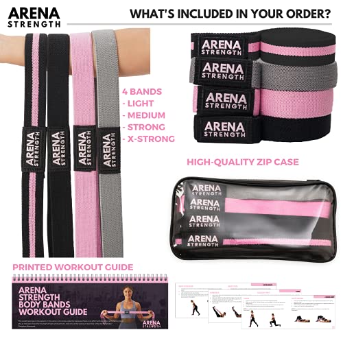 Arena Strength Long Fabric Full Body Resistance Bands Set of 4 and Pull Up Assistance Bands