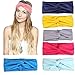 8pcs Women Elastic Turban Head Wrap Headband Cross Twisted Hair Band Headband for Hair Styling (Yellow + Blue + Black + Light Grey + Wine Red + Rose Red + Lake Blue + Light Blue)