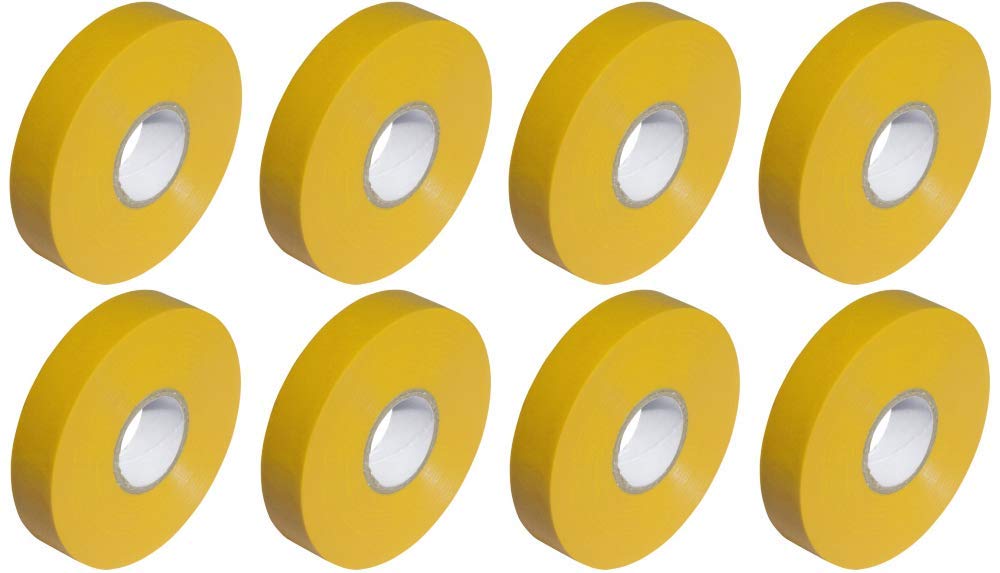 Yellow PVC Electrical Insulation Tape Roll - 33m x 19mm x8