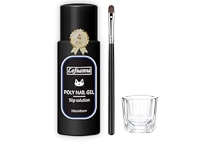 Lofuanna Poly Gel Slip Solution-120ml Slip Solution for Poly Extension Gel Nails,Anti-stick Gel Solution Liquid Set with Nail Brush and Glass Cup,Easy Spread for Poly Gel DIY for Beginners