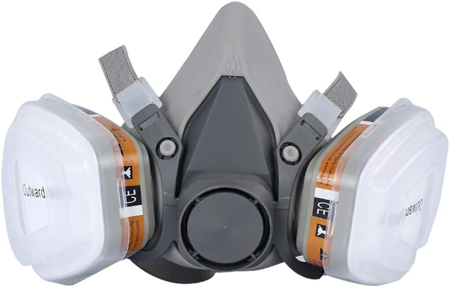 6200 Dust Gas Mask Half Facepiece Gas Mask Respirator For Painting Spraying Dust, Particulate, Chemicals, Machine Polishing, Welding Haze Fog Proof Organic Vapor Gas Dual Filters