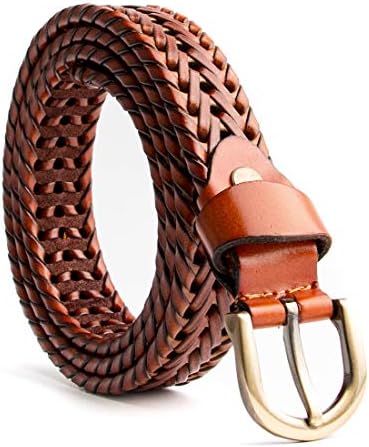 ANNULOYA Women Leather Braided Belts for Dress 1.2 Inch Hand  display picture 1