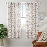 jinchan Print Curtains Moroccan Tile for Bedroom- Quatrefoil Flax Linen Blend Textured Geometry Lattice Grommet Window Treatment Set for Living Room - 50