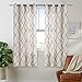 jinchan Grey Moroccan Print Curtains for Bedroom- Quatrefoil Flax Linen Blend Textured Geometry Lattice Grommet Window Treatment Set for Living Room - 50