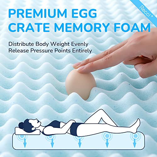 RECCI 2.5 Inch Egg Crate Mattress Topper Queen, Gel Memory Foam