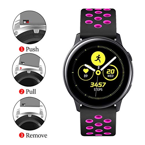Exteren for Samsung Galaxy Watch Band, Sports Soft Silicone Replacement Band Wrist Strap for Samsung Galaxy Watch active (Hot Pink) - Thumbnail 2