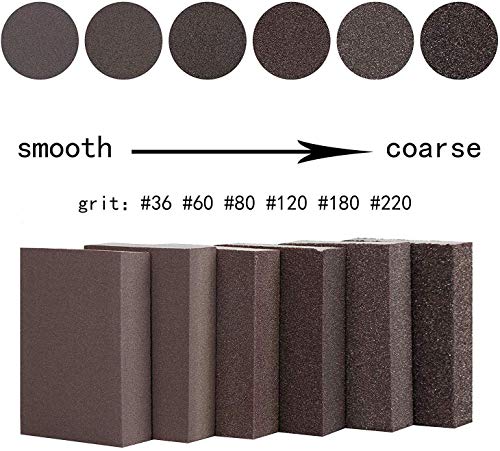 Lheng 6pcs 80# Grit Sponge Emery Cloth Sandpaper Blocks Buffing Diamond Polishing Pads Hand Sanding Tool - Thumbnail 3