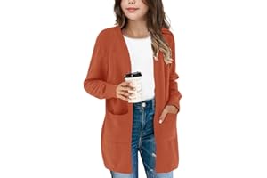 Amarmia Girl's Open Front Cardigan Long Sleeve Knit Sweaters Kids Solid Cute Casual Loose Outerwear Coats with Pockets