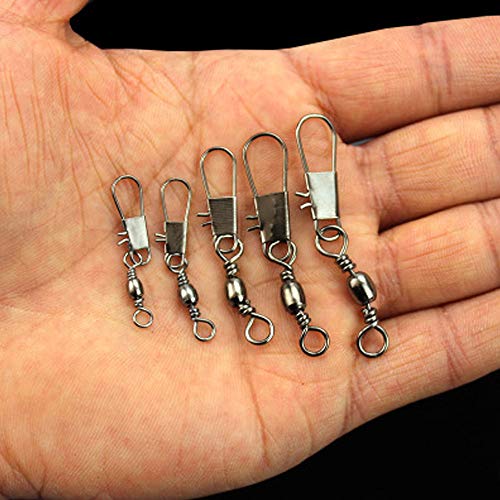 mohito 100 Stück Angeln Connector,Rolling Angel Barrel mit Kugellagerwirbel, Kugellager Edelstahl Lure Stecker für Outdoor Salzwasser,mit Kunststoff Box – Bild 7