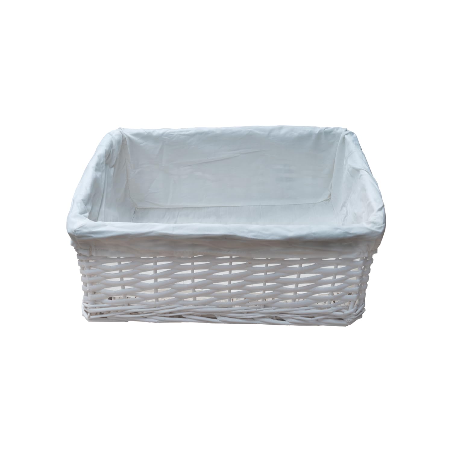 Arpan Small White Wicker Storage & Hamper Basket with White Cloth Lining – Small Baskets for Xmas, Wedding, Confetti & Parties, Snack Basket