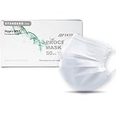 SkyPro 50PCS Medical Grade Procedure Masks, Adult 3 Ply Disposable Hypoallergenic White Face Masks with Elastic Ear Loop Filter Efficiency Greater than 99% Breathable for Hospital