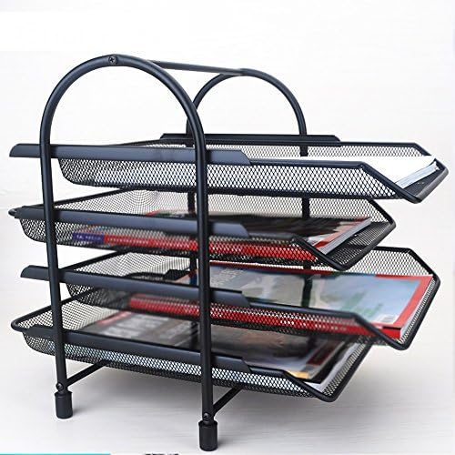 Mesh Four-layer Storage Plate Metal Office Supplies File Frame Black