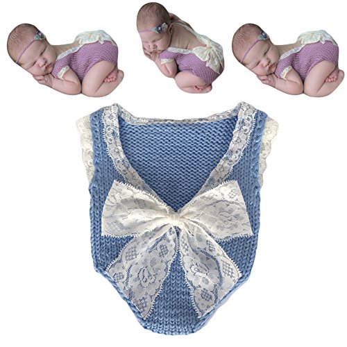 Newborn Baby Photo Props Lace Bodysuit Knit Costume for Boy Girls Photography Shoot