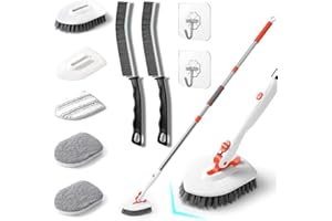 Onewly Shower Scrubber with Long Handle, 3 in 1 Bathroom Cleaning Brush with 24"-53" Extand Handle, Cleaning Supplies for Crevice, Floors, Baseboards, Windows and Corners