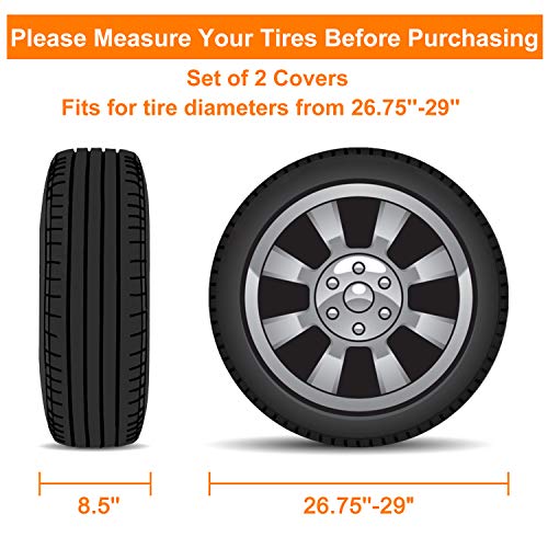 KAKIT Tire Cover Set of 2 for RV, 5 Layers Waterproof Motorhome Spare Wheel Tire Covers for Trailers Jeep Truck Car Camper Fit up to 29" Tire Diameters