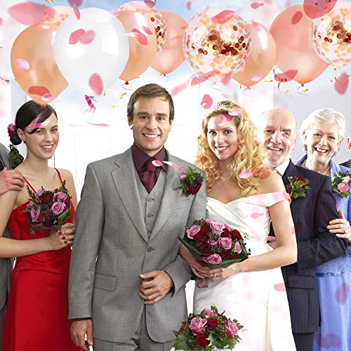 image for Hiquaty Rose Gold Confetti Latex Balloons, 50 pack 12 Inch White Heliu