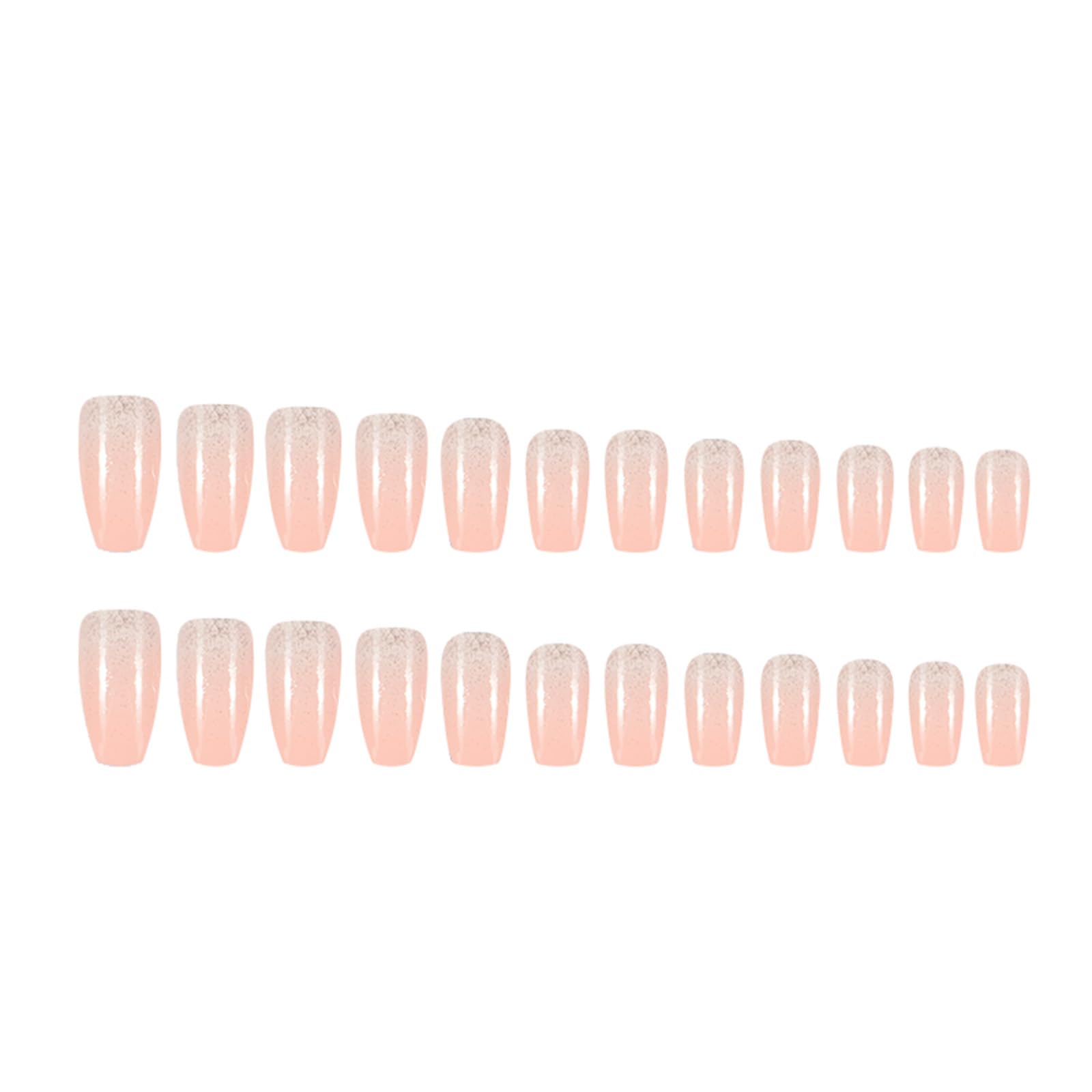 DANMANR Square Press on Nails Short Fake Nails French Acrylic Full Cover False Nails for Women and Girls 24PCS (Gradient peach bling) - Image 2