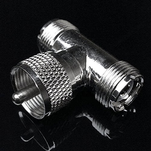 CESS Adapter UHF Male PL-259 to Dual Female SO-239 Jack RF Splitter - UHF Male to Dual UHF Female (2 Pack) - Thumbnail 4