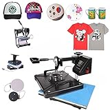 ShareProfit 12’’ X 15’’ 5 In 1 Digital Heat Press Digital Heat Press Adjustable Multi-spring Balancer Heat Press Machine 1400W T Shirt Press Machine Swing-away Hat Press Non-Stick (5 In 1 12’’ X 15’’)