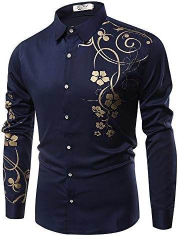 Men's Shirt 3D Printed Fashion Button- Down Long Sleeve Shirts