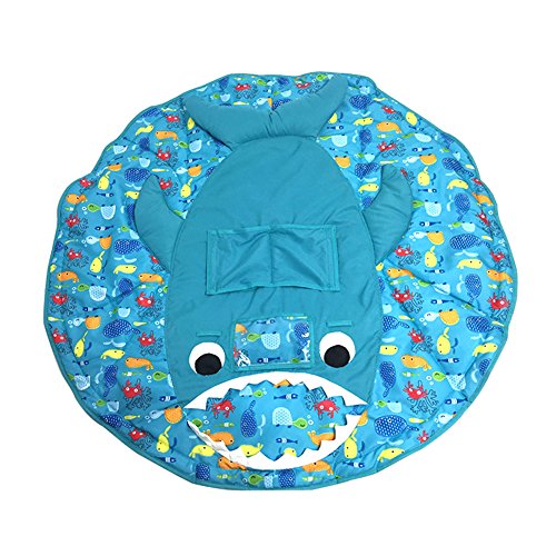 PER 3in1 Shark Shopping Cart Cover/High Chair Cover/Play Mat Protective Cushion Full Safety Harness Universal Fit Foldable For Baby - Thumbnail 2