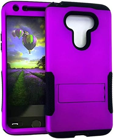 LG G5 Case, Impact Rugged Hard Cover, Silicone Rubber Soft Skin with Kickstand ... (Black Purple)