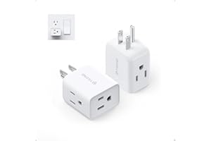 TROND Multi Plug Wall Outlet Extender - 2 Pack Electrical 3 Way Plug Extension Outlet Splitter Adapter, Small Multiple Wall Expander for Home Office Dorm Room Cruise Ship Travel Essentials, White