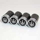 US85 Maserati Logo Emblem Auto Car Wheel Tire Air Valve Caps Stem Dust Cover Accessories Decoration Birthday Gift (Carbon Fiber)