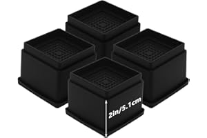 HANIHUA 4 Sets Furniture Risers 2 inch Black Bed Risers, Heavy Duty Square Stackable Bed Lifts Risers 2" or 4" for Table, Sofa, Couch, Desk, Adjustable Bed Frame Risers