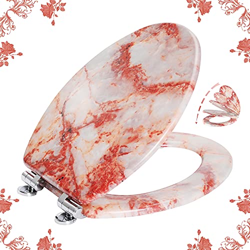 Marble Elongated Toilet Seat Natural Wooden Toilet Seat with Quiet