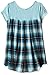 Beautees Girls' Big S/s Screen on Solid Back and Matching Plaid Scarf