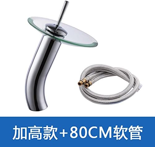 WEIXXOO Single Hole Brass Blade Spool sit-on the waterfall lung cold water throughout the copper and glass basin mixer large mouth, waterfalls, Raised height of the dragon head +80cm inlet pipe