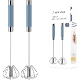 Avykalox 2 Pack Semi Automatic Whisk, Hand Push Rotary Whisk Stainless Steel, Manual Egg Beater Hand Crank Mixer, Wisking Tool for Cooking, Whisking, Beating, Stirring - 10 Inch