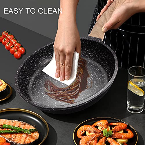 HZHYSEA Nonstick Frying Pan, Granite Stone Frying Pan Nonstick Skillet
