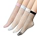EPEIUS 4 Pairs Women's Lace Fishnet Ankle Socks,Stylish Black/Pink/White/Blue + Hollow Out,Shoe Size 5-8.5