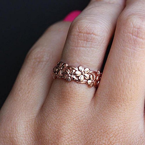 Ikevan Fashionable Wedding Ring Plum Blossom Ring Flower Ring Finger Accessories (Size 5#, Rose Gold) - Thumbnail 2